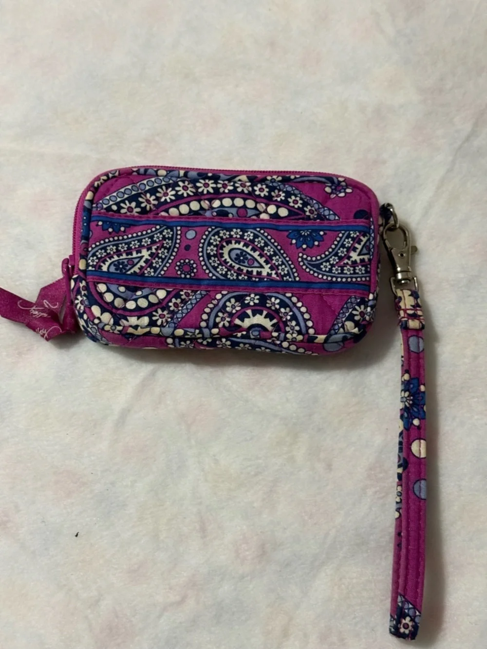 Vera Bradley Pink Paisley Coin Purse & Matching Zip ID Case Set with Wristlet